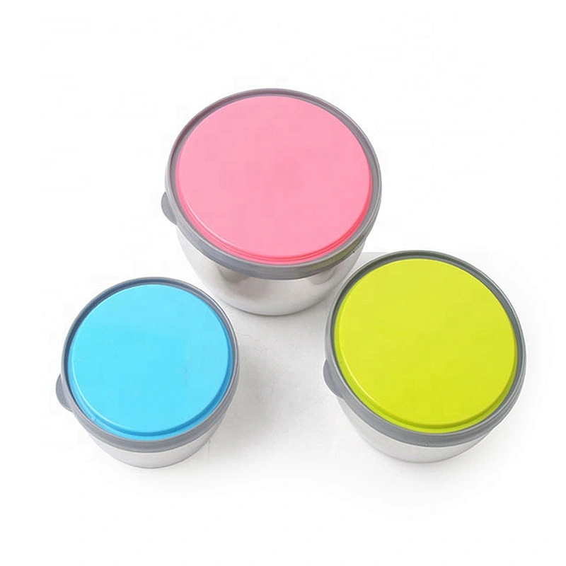 3Pcs set food container salad bowl disposable stainless steel mini fresh box