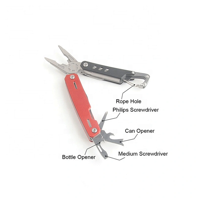 Fashion 12 in 1 Stainless Steel Multi Function Pliers tools Phillips Screw Knife with Black and Red Aluminum Handle