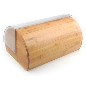 New design hot selling good quality bamboo bread box with plastic lid