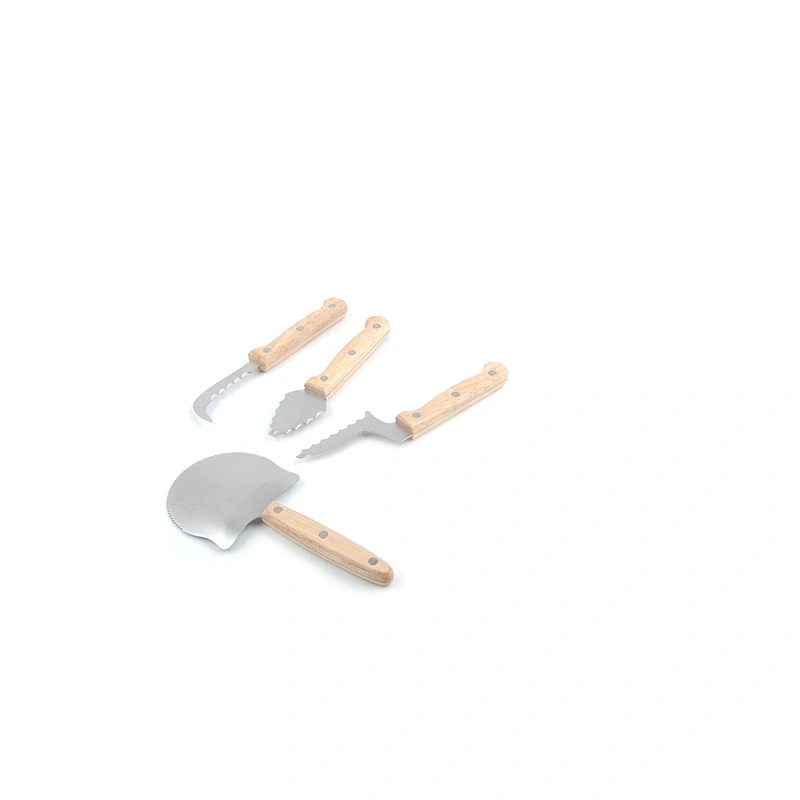 Holiday party decoration tools handmade wooden pumpkin carving kits halloween pumpkin carving set