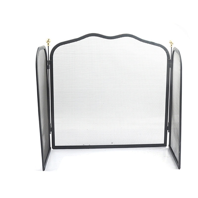 Wholesale Home And Garden Simple Design Black Metal Thick Mesh Fireplace Safety Screen