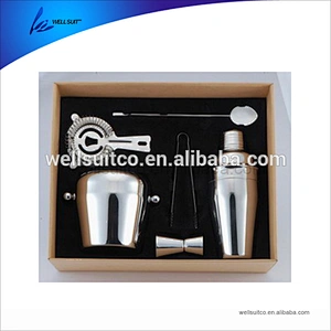 New cocktail shaker set with strainer jigger muddle gift box