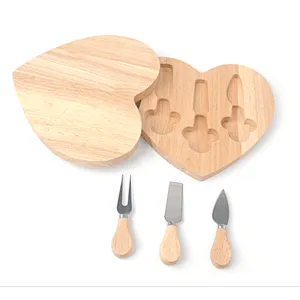 Wood Cheese Board Set with Cheese Tools Eco-friendly Round Cutting Board