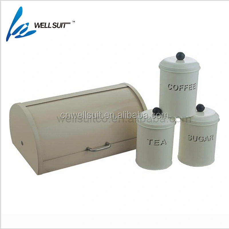 Bread bin Roll top stainless steel with wooden bottom bread box