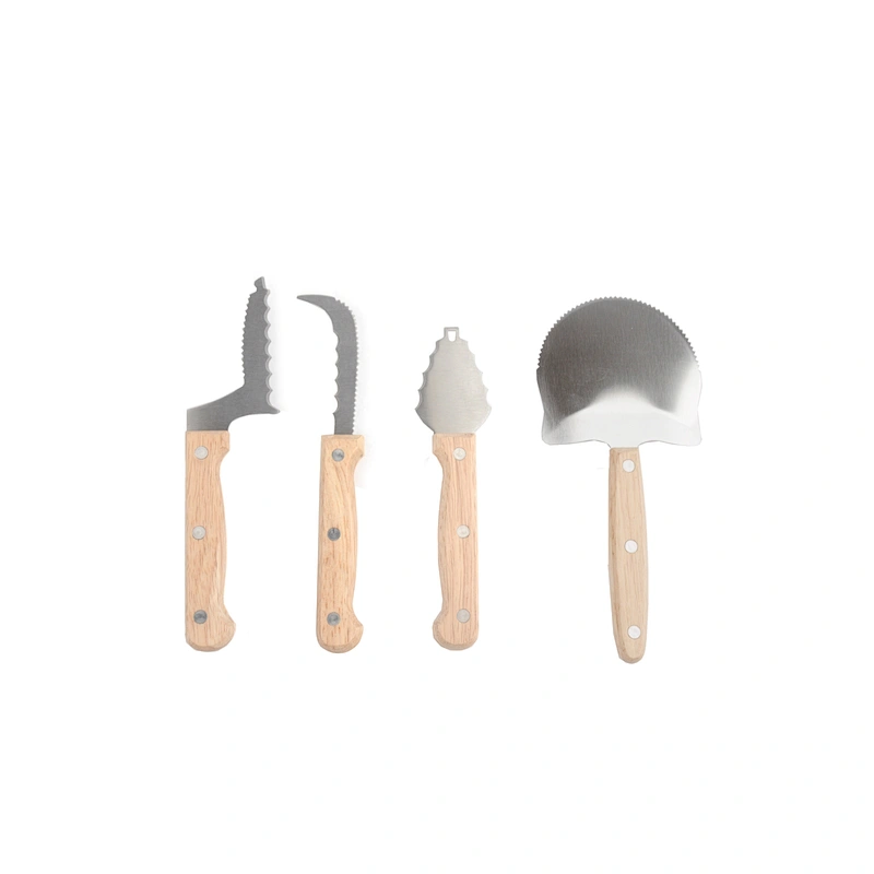 Holiday party decoration tools handmade wooden pumpkin carving kits halloween pumpkin carving set