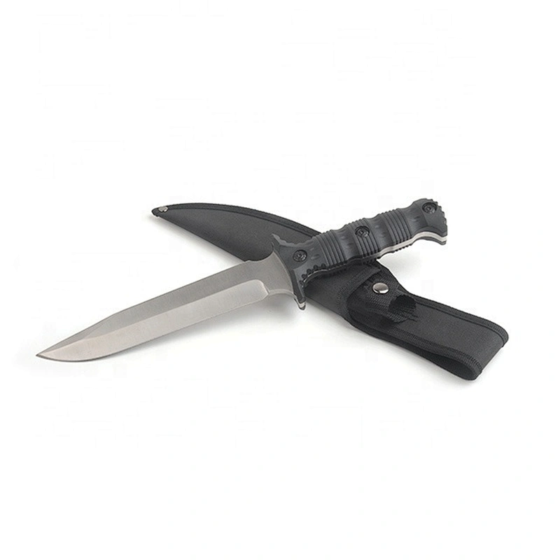 Full Tang Stainless Steel Blade Nylon Fiber Handle Survival Hunting Knife with Sheath