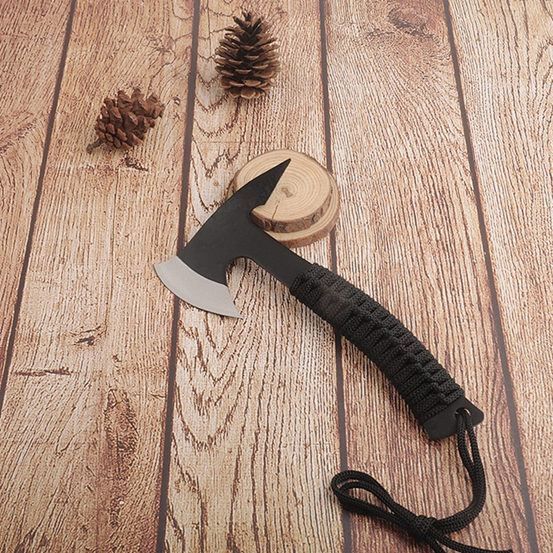 New design hot selling stainless steel outdoor survival hatchet with nylon string handle