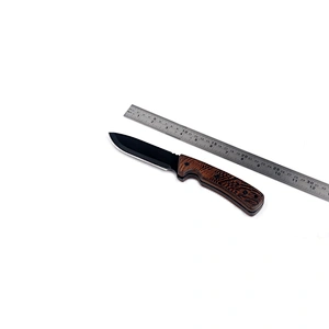 outdoor camping hunting knife with wood handle