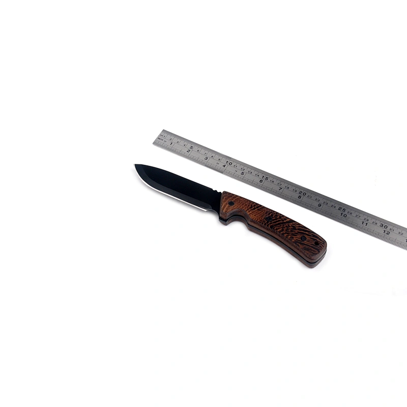 outdoor camping hunting knife with wood handle