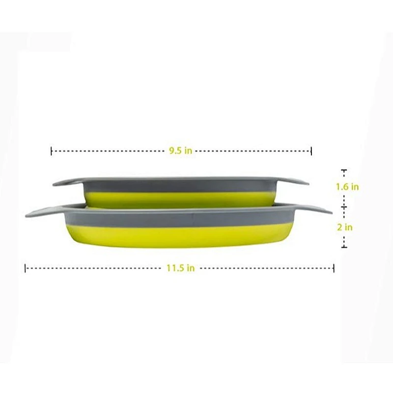 Food-Grade 2 Pack Collapsible Colander Strainer Set Silicone Strainer Space-Saver Folding