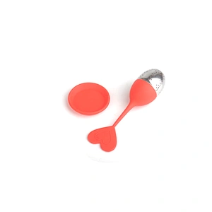 Silicone Tea Infuser with 304 Stainless Steel Leaf Shape Tea Strainer with Drip Tray