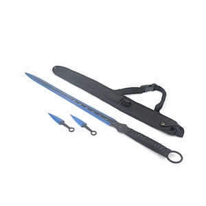 Colorful Titanium Coating 3 pcs  Stainless Steel Blade Knife  set with sheath