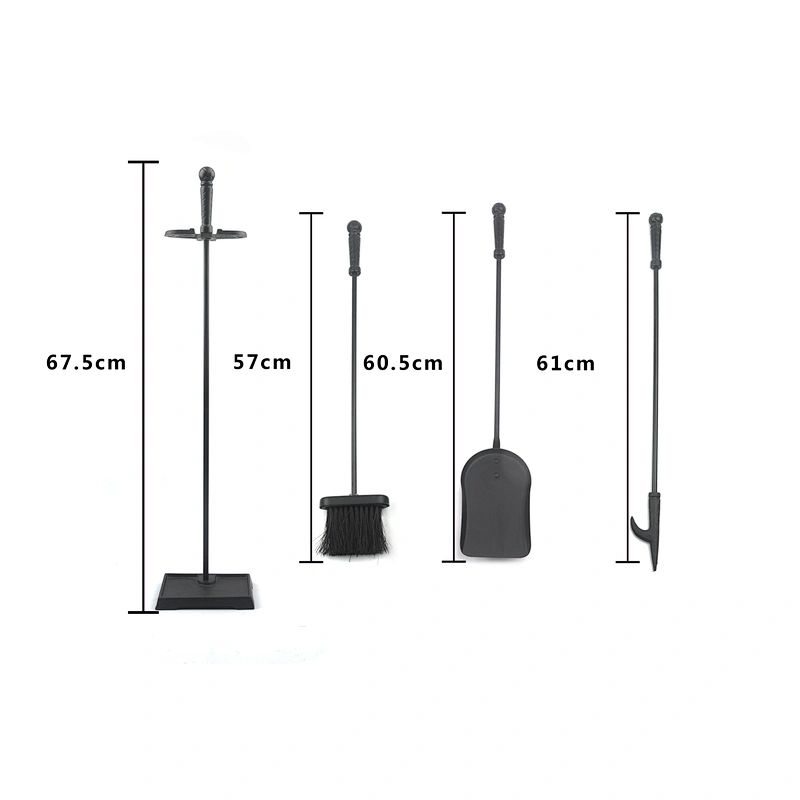 Black coating fireplace accessories  iron indoor metal fireplace tool set for garden