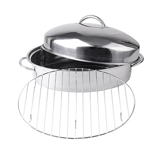 3pcs Stainless Steel Covered Oval Turkey Roaster 16 inch Chicken Roasting pan 42cm Extra large with rack