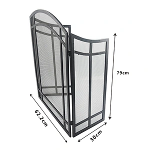 Classic flowery fireplace tools screens with coating 3 panels screen baby safe and easy handle