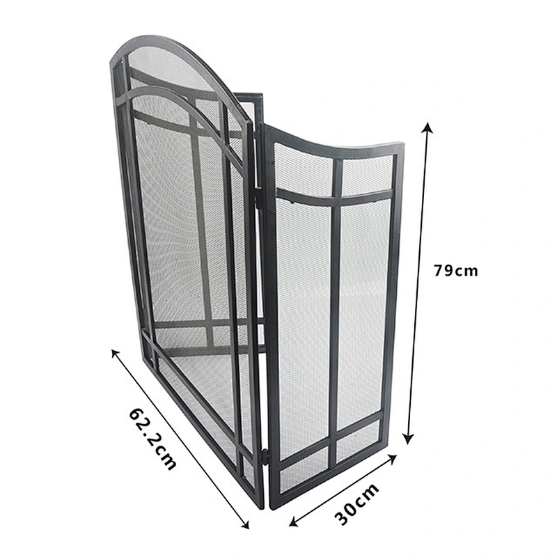 Classic flowery fireplace tools screens with coating 3 panels screen baby safe and easy handle