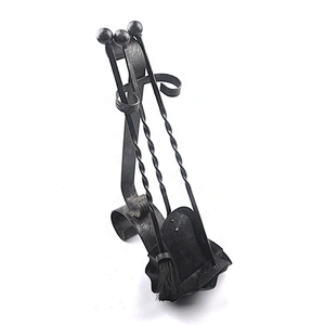 3 Pieces Black Hook Rustic Iron Fireplace Tools set