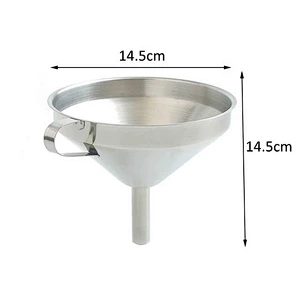 Dia14.5cm high quality stainless steel kitchen oil funnel filter with long neck