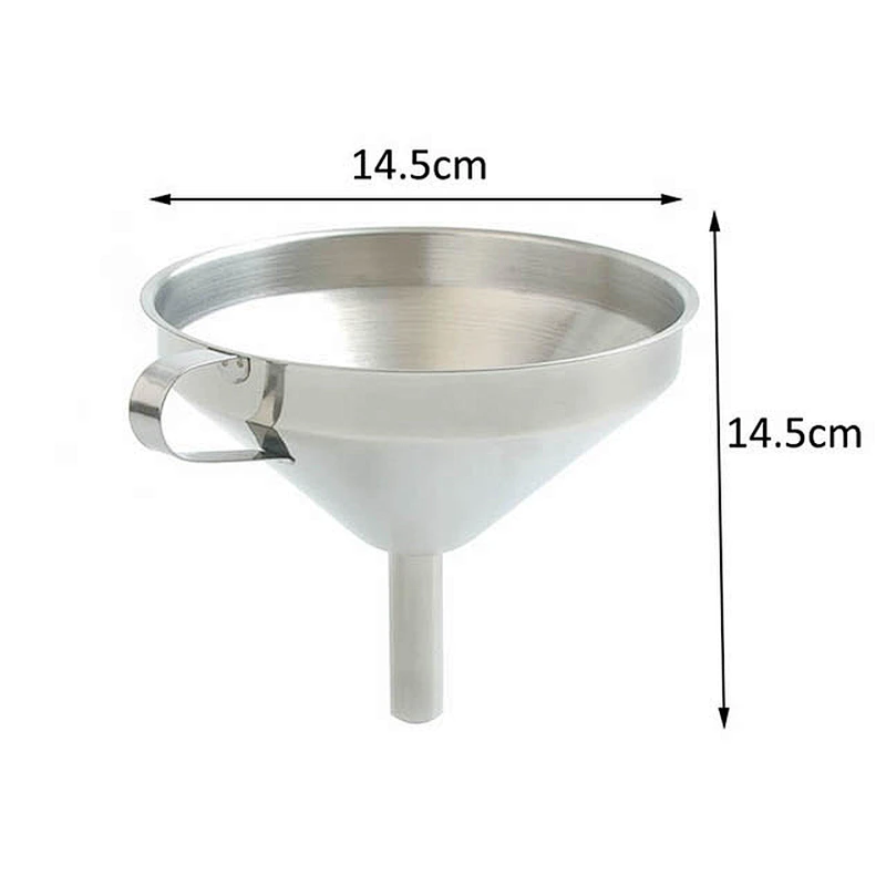 Dia14.5cm high quality stainless steel kitchen oil funnel filter with long neck