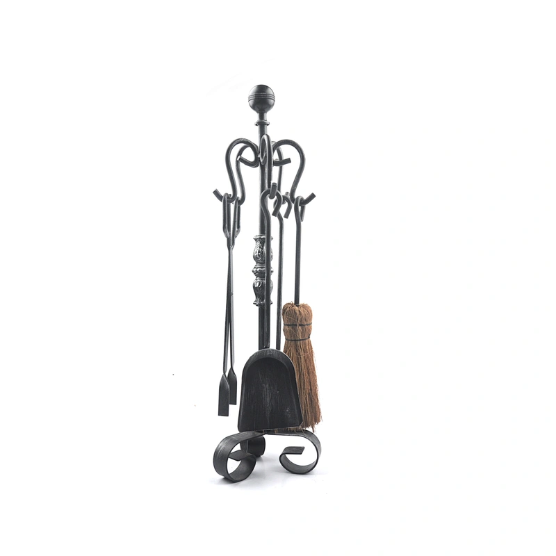 Garden outdoor luxury Wrought Iron fireplace accessories 5pcs Set  metal fireplace tool