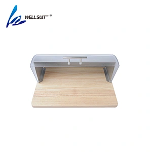 Stainless Steel wood Roll Top Bread Box for Kitchen, bread bin, bread storage