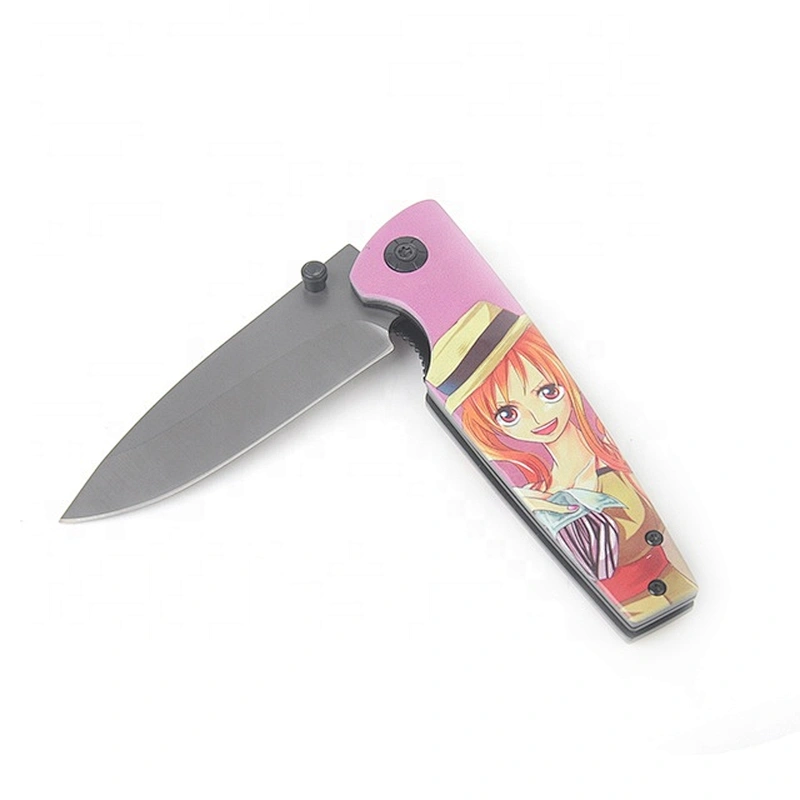 Carton Pattern Printing Blade Stainless Steel Pocket Knife Promotion Gift Folding Knife