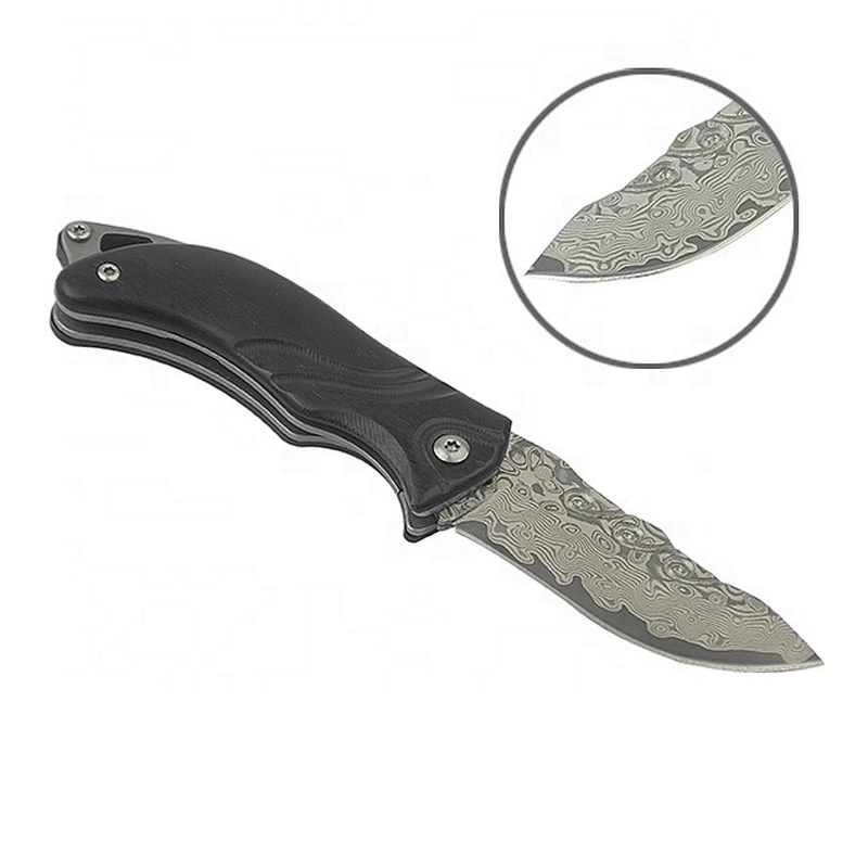 Multifunctional pocket steel damascus folding knife