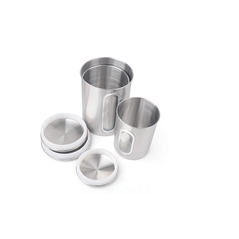 stainless steel jar airtight sealed metal vacuum container kitchen coffee tea canister