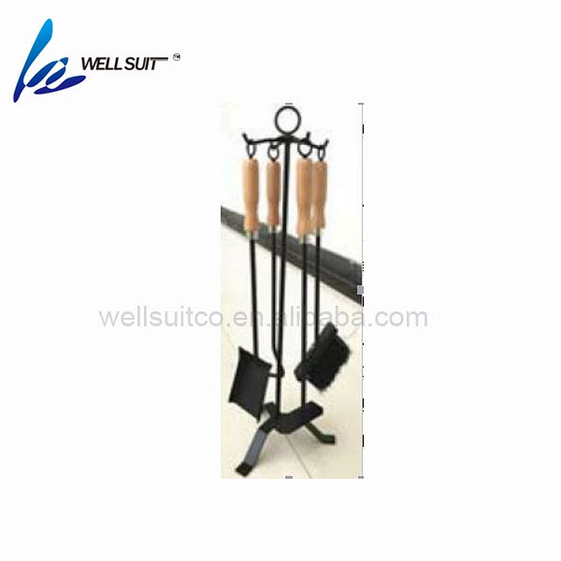 5 pieces high quality wooden handle Fireplace Tools set fireplace accessory