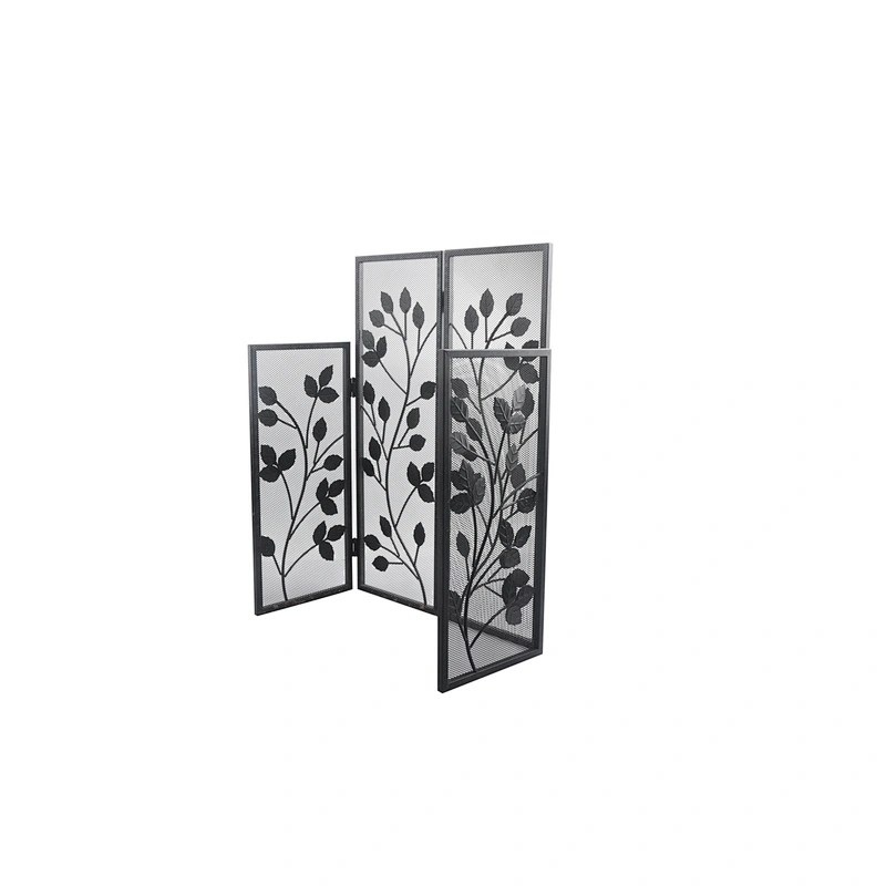 Black Iron Safe Proof Fence Mesh 4 Panel Fireplace Screen