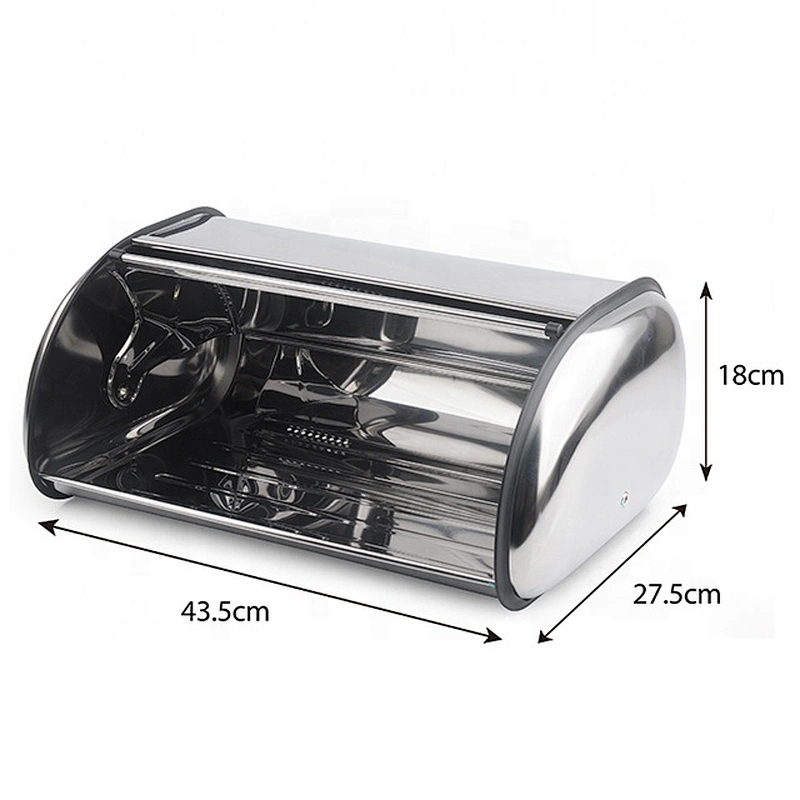 Stainless Steel wood Roll Top Bread Box for Kitchen, bread bin, bread storage