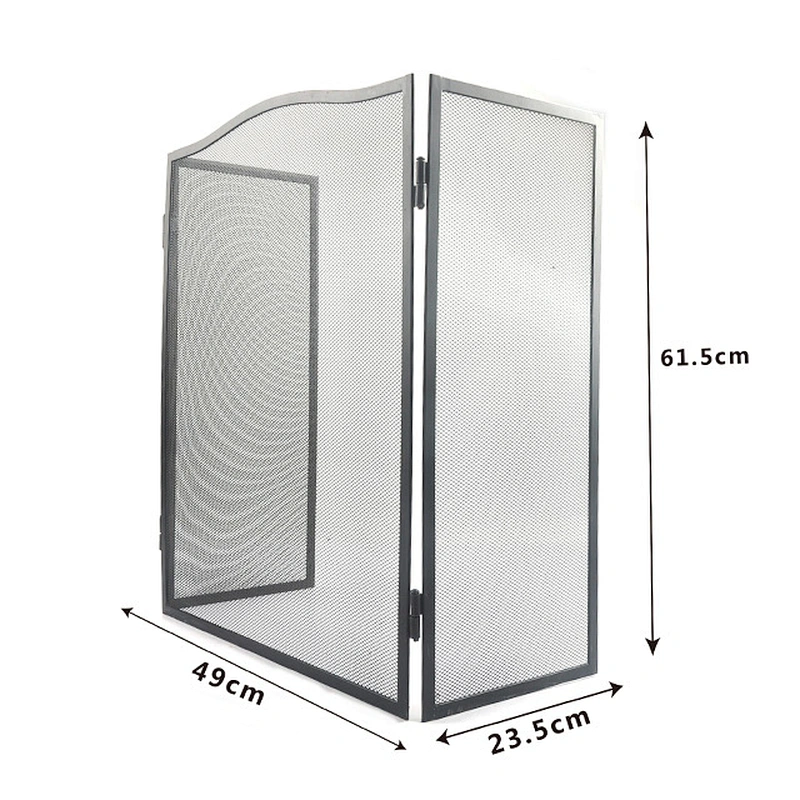 Iron Safe Proof Fence 3 Panel  Fireplace Screen Flat,Baby Safe Proof Fire Place Fence,Decorative Scroll Spark Guard Cover