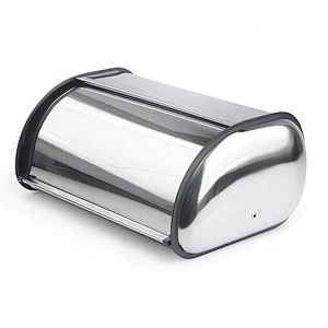 Stainless Steel wood Roll Top Bread Box for Kitchen, bread bin, bread storage