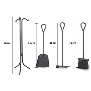 3 Pieces Fireplace Tools Set Indoor Wrought Iron Fire Set Fire Place Pit Modern Black Outdoor Accessories Kit