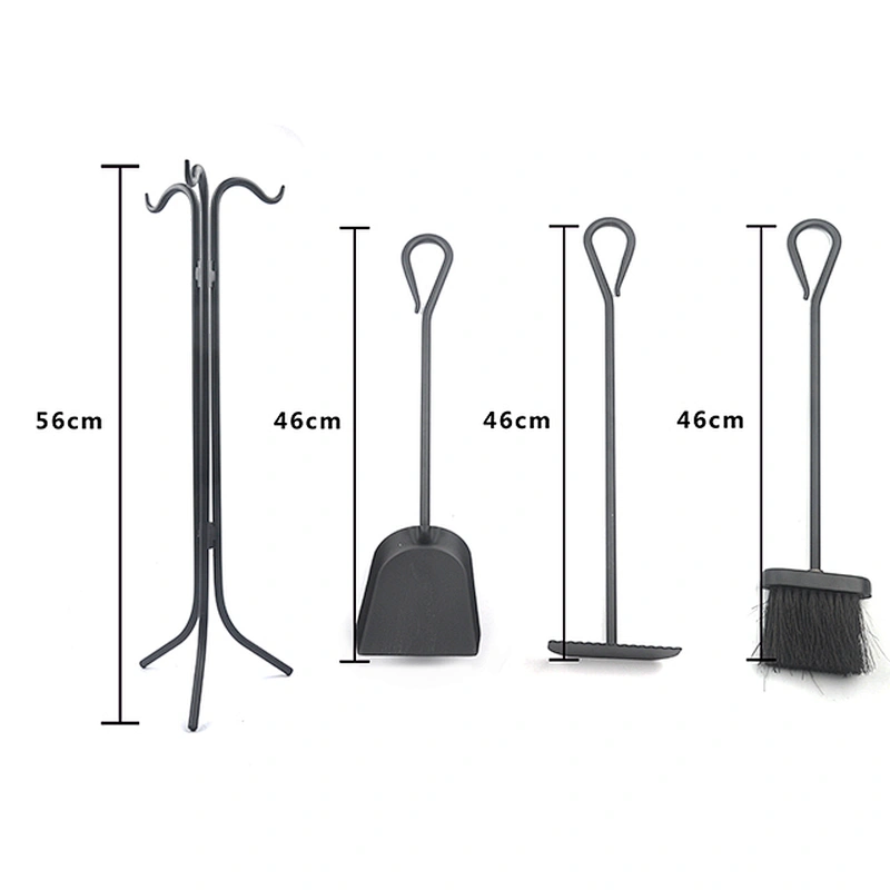 3 Pieces Fireplace Tools Set Indoor Wrought Iron Fire Set Fire Place Pit Modern Black Outdoor Accessories Kit