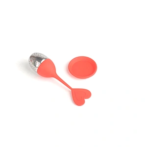 Silicone Tea Infuser with 304 Stainless Steel Leaf Shape Tea Strainer with Drip Tray