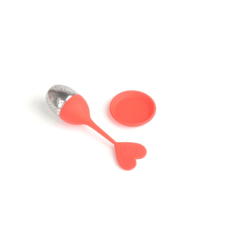 Silicone Tea Infuser with 304 Stainless Steel Leaf Shape Tea Strainer with Drip Tray