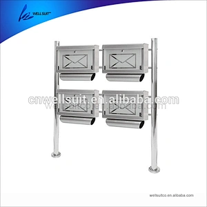 Classic 4 layers outdoor standing mailboxes and post with lock waterproof and letter box