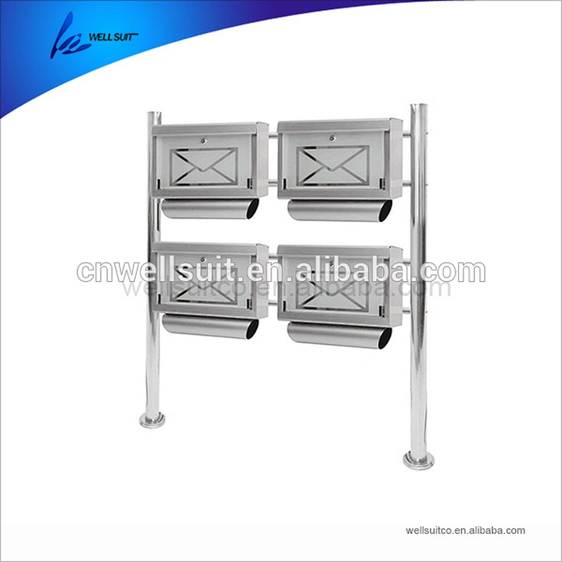 Classic 4 layers outdoor standing mailboxes and post with lock waterproof and letter box