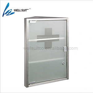 Glass door wall hanging stainless steel medicine chest for home and hospital