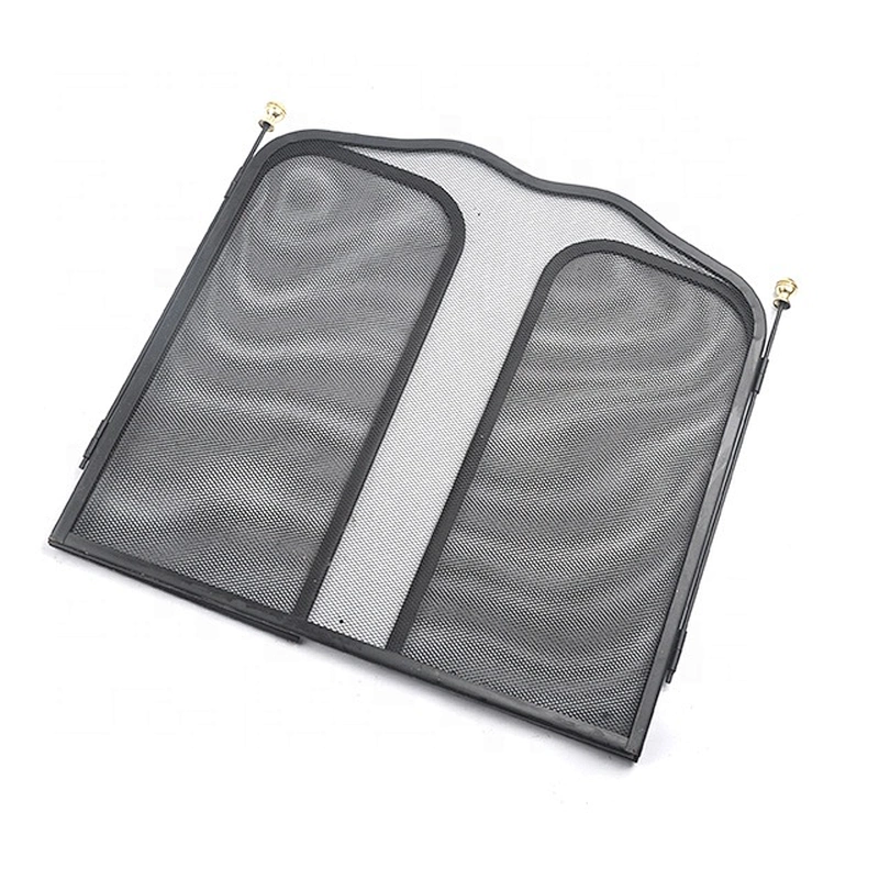 Wholesale Home And Garden Simple Design Black Metal Thick Mesh Fireplace Safety Screen