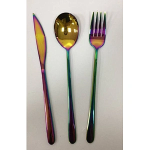 Amazon Hot Sale Shiny Polishing Stainless 18/10 Cutlery Set Black Handle