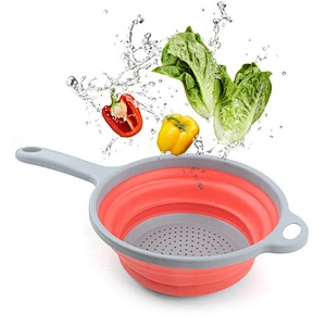 BPA Free Eco Kitchen Draining Basket Strainer Collapsible Silicone Colander for Kitchenware accessories