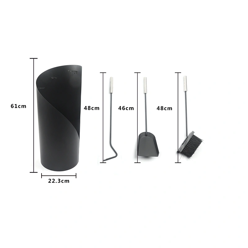 Black coating fireplace tools metal fireplace tool set  with stainless steel handle