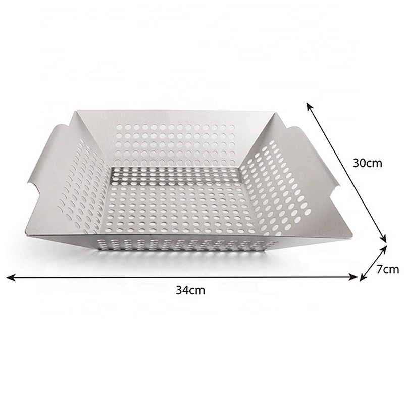 Hot selling Non-Stick Grill Basket Barbecue Pan BBQ Wok Tray for Grill Vegetable Fish Meat Kabob Or Pizza Outdoor Campfire