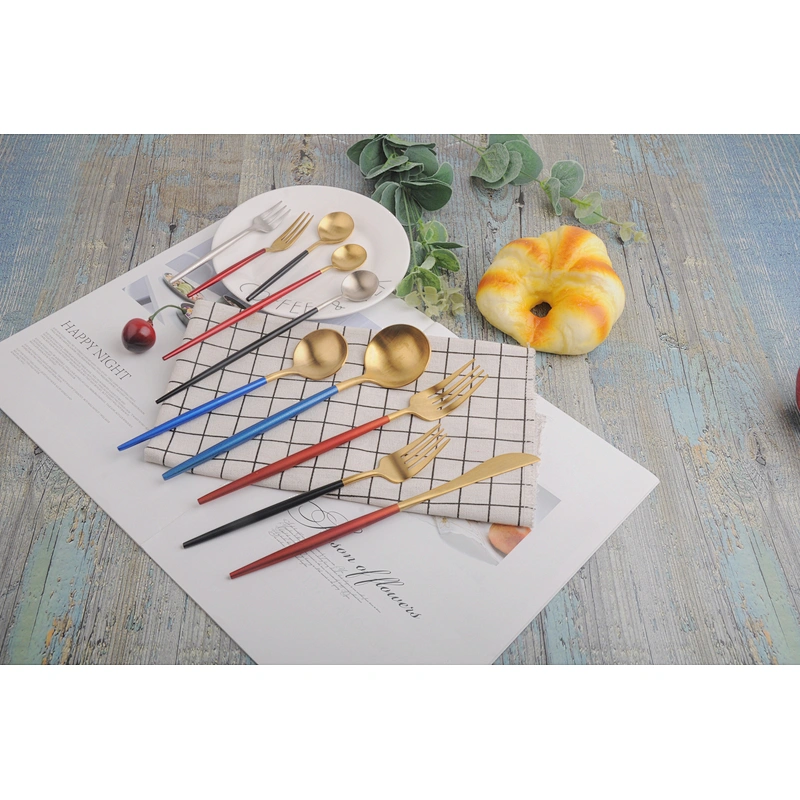 luxury elegant 18/10 silverware stainless steel restaurant bulk flatware set custom gold plated reusable cutlery set