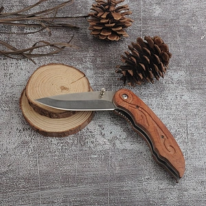 Customize  Wood Handle Stainless Steel Blade Folding Pocket Knife
