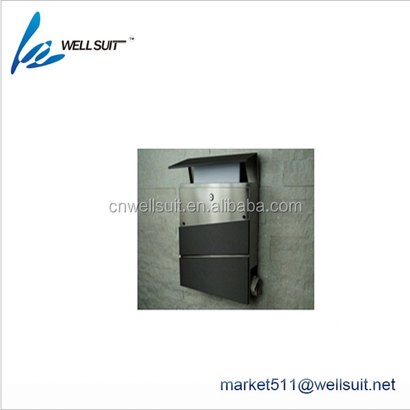 Decorative stainless steel weatherproof attached wall mounted mailboxes newspaper box