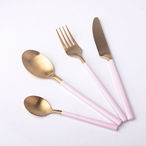 Amazon Hot Sale Shiny Polishing Stainless 18/10 Cutlery Set Black Handle