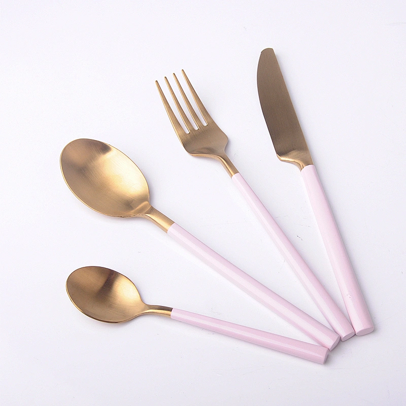 Amazon Hot Sale Shiny Polishing Stainless 18/10 Cutlery Set Black Handle